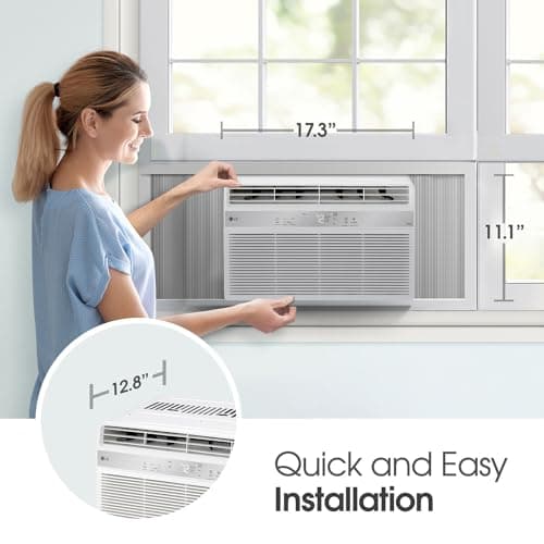 LG 6,000 BTU Window Air Conditioner, Cools 250 Sq.Ft. (10' x 25' Room Size), Quiet Operation, Electronic Control with Remote, 2 Cooling & Fan Speeds, 2-Way Air Deflection, Auto Restart, 115V 2