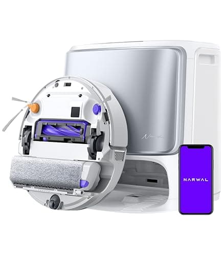 NARWAL Flow Robot Vacuum and Mop Combo, FlowWash Real-Time Self-Cleaning Track Mop, 22,000 Pa Suction, Dual-Camera AI Obstacle Avoidance, Carpet & Edge Cleaning, Self-Emptying Robot Vacuum