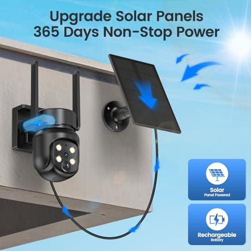 Heyall 2.4G/5G WiFi 6 Wireless Outdoor 360° View Security Camera, 2K, Solar Powered 4MP, Color Night Vision, AI Human Detection, Pan/Tilt, Spotlight & Siren, 2-Way Talk, Cloud/SD Storage, IP65 4
