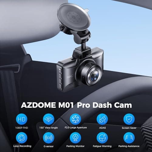 AZDOME M01 Dual Dash Cam Front and Rear with Free 64GB Card, 3" Screen Dual Dashboard Camera for Car, Built-in ADAS G-Sensor, 24H Parking Mode Car Camera (M01 Pro) 2