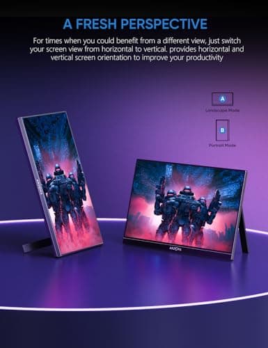 ARZOPA 16.1'' 144Hz Portable Gaming Monitor, 106% sRGB 1080P FHD Kickstand Portable Monitor with HDR, Ultra Slim, Eye Care, External Second Screen for Laptop, PC, PS5, Mac, Xbox-Z1FC 4