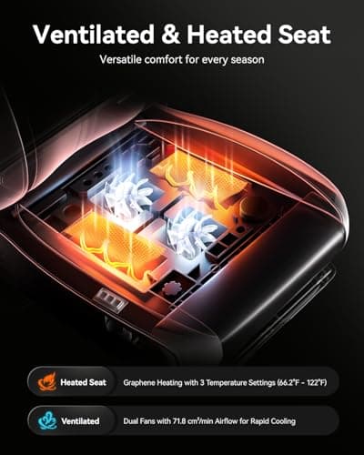 AutoFull M6 Gaming Chair, Ventilated and Heated Seat Gaming Chair with 360° Adjustable Armrest, AUTO Dynamic Tracking Lumbar Support Ergonomic Office Chair with Footrest, Black 5