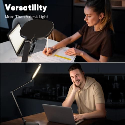 LitONES LED Desk Lamp for Home Office, Eye-Caring Modern Desk Light, 3 Color Temperature 10 Brightness Computer Light, Dimmable Desk Light with Memory & Timer Func, Metal Swing Arm Table Lamp 2