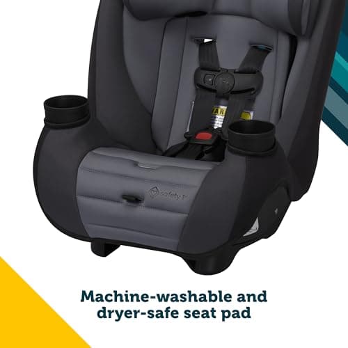 Safety 1st Ellaris 3-in-1 Convertible Car Seat, Slim Fit Design, Rear & Forward-Facing, 5-Position Headrest, 3-Across Fit, Travel-Friendly with Machine-Washable Seat Pad, Smokey Haze 5