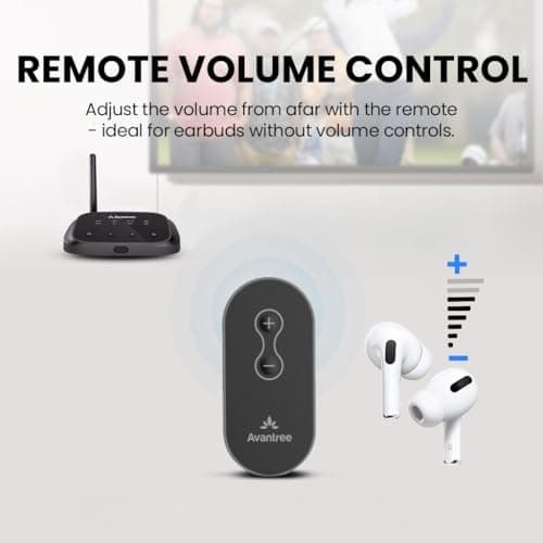 Avantree Oasis Plus 2 Bluetooth 5.3 Transmitter for TV w/Optical or AUX Output, Wireless Adapter for Headphones/Speaker, aptX-Adaptive, Remote Volume Control, Soundbar Passthrough 2