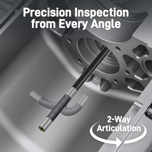 Teslong Two-Way Articulating Borescope with Light, Industrial Endoscope Inspection Camera with Articulated Probe, Flexible Mechanic Fiber Optic Snake Scope Cam for Wall Automotive Engine Inspect-5FT 2