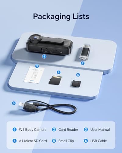 BOBLOV W1 64GB HD 1080P Body Worn Camera, Wearable Body Cam with 2 Clips, Loop Recording Body Camera Support Time Stamp, Back Clip for Traveling, Driver, Delivery Man, Lecture Recording 4