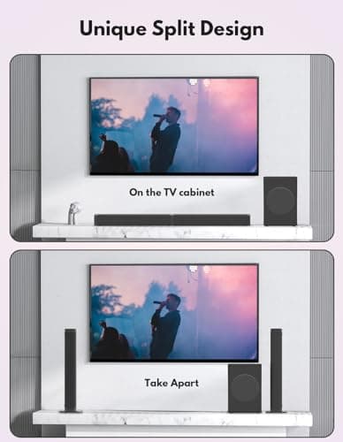 Puxinat 2 in 1 Separable Sound Bar for Smart TV with Subwoofer, Bluetooth 5.0 Surround Sound System for Home Theater, ARC/Optical/Aux/USB TV Speaker, Treble/Bass Adjust, 10 EQ Modes, Remote Included 2