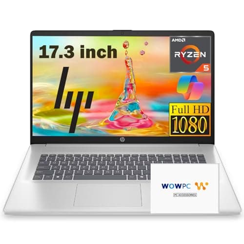 hp Latest 17 Inch Business Laptop 2025, 17.3'' FHD IPS Anti-Glare Display, AMD Ryzen 5 7430U (Beats Core i7-1355U), 32GB RAM, 1TB SSD, AMD Radeon Graphics, HDMI, Windows 11 Pro, Wi-Fi 6, WOWPC USB