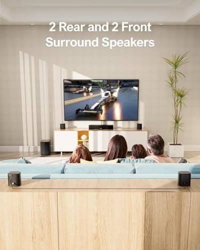 ULTIMEA 7.1ch Sound Bar with Subwoofer, Virtual Surround Sound System for TV, Sound Bar for Smart TV with 4 Surround Speakers, Peak Power 330W, TV Soundbar with App Control, Opt/AUX/BT, Aura A40 3