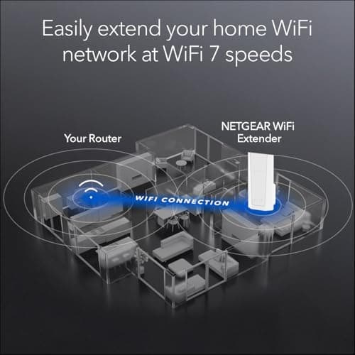 NETGEAR WiFi 7 Range Extender (EXS25) – BE5000 Dual-Band Wireless Signal Booster & Repeater (up to 5 Gbps Speed) - Add up to 1,500 sq. ft., 45 Devices - WPA3 Security, Smart Roaming 3