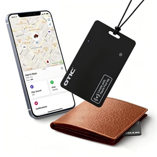 OTIC Wallet Tracker Card, Ultra-Thin 1.7MM Rechargeable Finder, Up to 10-Month Use, Works with Apple Find My (iOS), Locator for Wallet, Luggage, Passport, IP67 Waterproof, 1 Pack