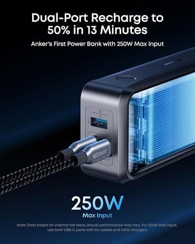 Anker Prime Power Bank, 26,250mAh 3-Port Portable Charger with 300W Max Output, Two-Way Charging, TSA-Approved, App Control, for MacBook, iPhone 17/16 Series, and More (Base Not Included) 4