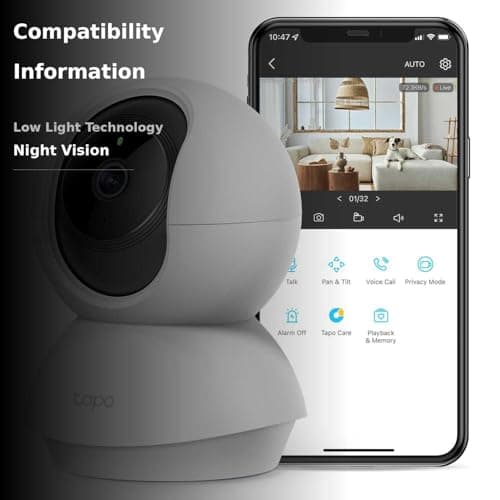 Tapo TP-Link 2K Pan/Tilt Security Camera for Baby Monitor, Dog Camera w/Motion Detection and Tracking, 2-Way Audio, Night Vision, Cloud &SD Card Storage, Works w/Alexa & Google Assistant C210 2