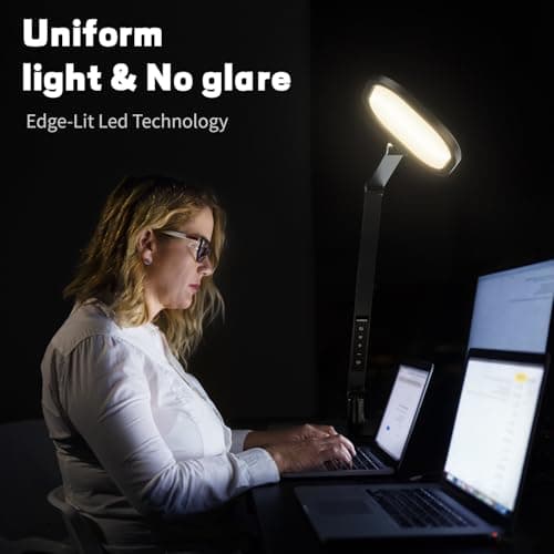 LitONES LED Desk Lamp for Home Office, Eye-Caring Modern Desk Light, 3 Color Temperature 10 Brightness Computer Light, Dimmable Desk Light with Memory & Timer Func, Metal Swing Arm Table Lamp 4