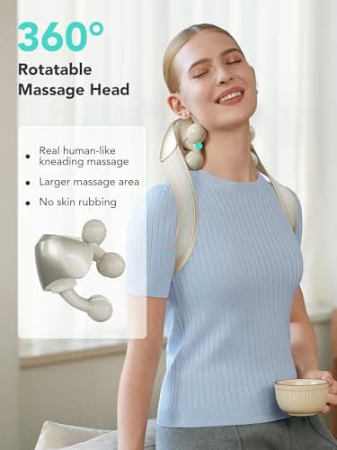 SKG Cordless Neck Massager for Pain Relief Deep Tissue Shiatsu Neck and Shoulder Massger with Heat H7 Ultra Gifts for Men and Women Birthday 3