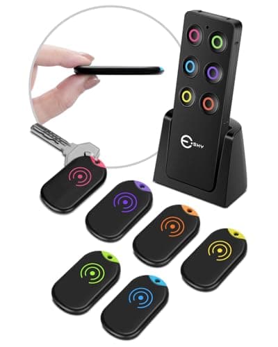 Esky Ultra Slim Key Finder, Remote Finders Locator with 80dB Sound and 6 Receivers, Wallet Tracker and Item Locators Beeper Tags for Finding Key, TV Remote, Wallet, Pets and Phone, Gifts for Women