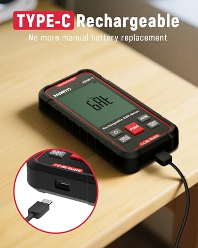 KAIWEETS EMF Detector, 3-in-1 Handheld EMF Meter Detects EF, RF, MF, WiFi Signal, Rechargeable Radiation Detector with 3 Color Backlight and Sound Alarm, Suitable for Home, Office, Ghost Hunting 5