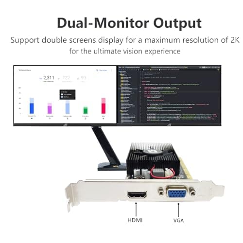 GeForce GT 610 2G DDR3 Low Profile Graphics Card, PCI Express 1.1 x16, HDMI/VGA, Entry Level GPU for PC, SFF and HTPC, Compatible with Win11 4