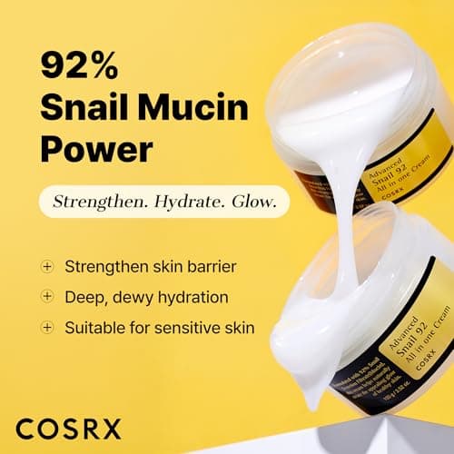 COSRX Snail Mucin 92% Face Moisturizer, 3.52 Oz, Lightweight Moisturing Cream for Soft, Glowy Skin, Korean Skin Care, Korean Moisturizer Face Cream, Stocking Stuffers for Women 2