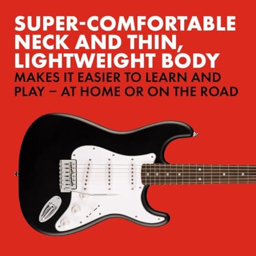 Fender Squier Debut Series Stratocaster Electric Guitar, Beginner Guitar, with 2-Year Warranty, Includes Free Lessons, Black with Matte Finish 3