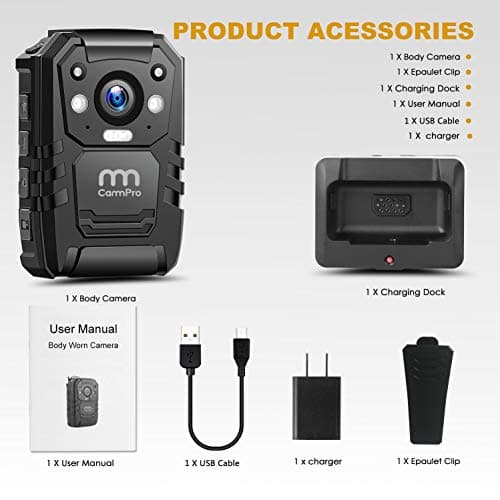 CammPro I826 1296P HD Police Body Camera,128G Memory,Waterproof Body Worn Camera,Premium Portable Body Camera with Audio Recording Wearable,Night Vision,GPS for Law Enforcement 5