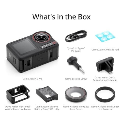 DJI Osmo Action 5 Pro Essential Combo, Waterproof Action Camera with 1/1.3" Sensor, 4K/120fps Video, Subject Tracking, Stabilization, Dual OLED Touchscreens, Action Camera 4K Ideal for Sports, Vlog 4