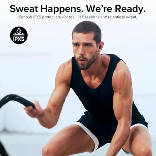 occiam Sport Wireless Earbuds Bluetooth Headphones 80hrs Playtime Deep Bass Ear Buds with Earhook Noise Cancelling Mic Waterproof Earphones for Workout Running Black 5