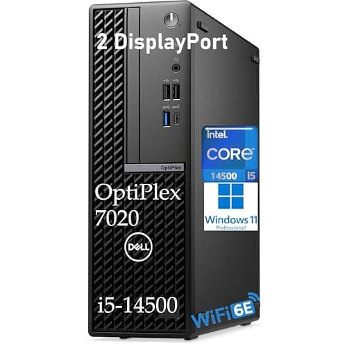 Dell OptiPlex 7020 Desktop Computer SFF, 7000 Small Dekstops PC, 16GB DDR5 RAM, 1TB PCIe SSD, 14th Gen Intel 14-Core i5-14500, WiFi6E, BT, 2 DisplayPort, HDMI, Type-C, Windows 11 Pro