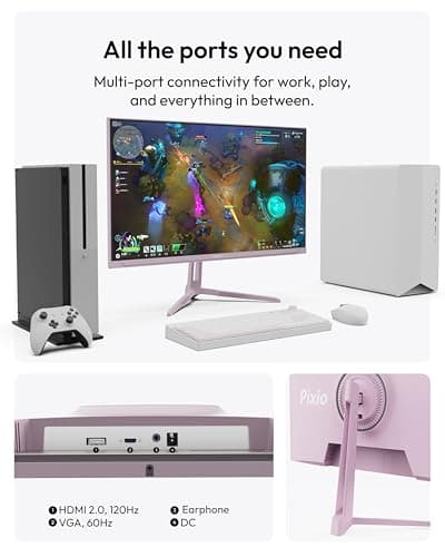 Pixio PX246 Wave Pink 24 inch 120Hz Refresh Rate FHD 1080p Resolution IPS Panel 4ms GTG Response Time Gaming Monitor with Adaptive Sync 3