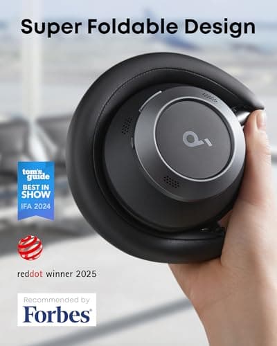 Soundcore Space One Pro, FlexiCurve Over-Ear Headphone, Adaptive Active Noise Cancelling Headphones Driven by 6 Mics, 60H Lossless Audio, Ultra-Fast Charging, Hi-Res Wireless, Comfortable Fit 2