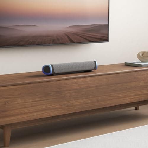 SOULION R30 Computer Speakers, Colorful LED Lights with Switch Button, Surround Sound Portable Computer Sound Bar Speakers for Desktop, Gray 2