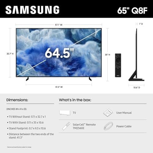 Samsung 65-Inch Class QLED Q8F 4K UHD Smart TV (2025 Model) Q4 AI Processor, 100% Color Volume with Quantum Dot, AirSlim Design, Endless Free Content, Samsung Vision AI, Alexa Built-in 2