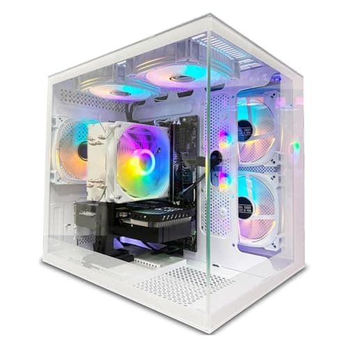 suevery Desktop Computers,32G RAM,1TB NVMe SSD,Core i5-12400F,RTX 3050 6G,Prebuilt Gaming PC,Tower Computer Gamer,Work,VR,4K,Home and Business WiFi 6 White 2