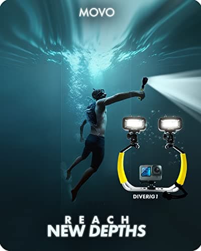 Movo DiveRig1 XL Diving Rig Bundle with Waterproof LED Lights - Compatible with GoPro Hero, HERO5, HERO6, HERO7, HERO8, HERO9, HERO10 and DJI Osmo Action Cam - Scuba Accessories for Underwater Camera 2