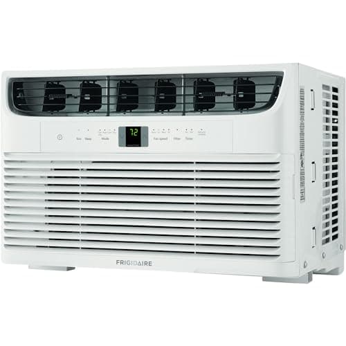Frigidaire 6,000 BTU Window Air Conditioner & Dehumidifier, 115V, Cools up to 250 Sq. Ft. for Apartment, Dorm Room & Small/Medium Rooms, with Remote Control, Programmable Timer, and Sleep Mode, White