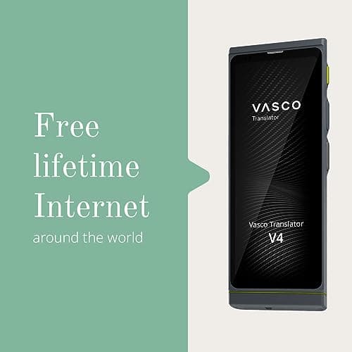 Vasco V4 Language Translator Device | 112 Languages | Free Lifetime Internet in Almost 200 Countries | Black Onyx 3