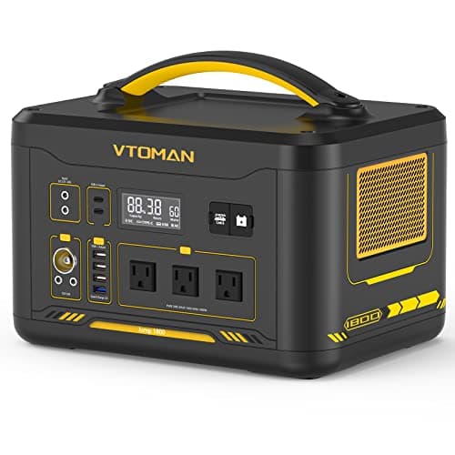 VTOMAN Jump 1800 Portable Power Station with Jump Start, 1548Wh LiFePO4 Solar Generator 1800W (Peak 3600W) AC Outlets, Regulated 12V DC, PD 100W Type-C for Home Backup RV/Van Travel Camping Road Trip