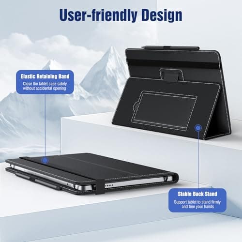 TiMOVO Universal Case for 10.1 Inch Android Tablet with Pen Loop, Lightweight Folding Stand Cover with Hand Strap for All 9.6"-11" Touchscreen Tablet, Black 3