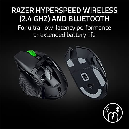 Razer Basilisk V3 X HyperSpeed Customizable Wireless Gaming Mouse: Mechanical Switches Gen-2-5G Advanced 18K Optical Sensor - Chroma RGB 9 Programmable Controls 535 Hr Battery Classic Black 3