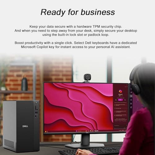 Dell Slim Tower Desktop Computer ECT1250 - Intel 10-Core Ultra 5-225, 32GB DDR5 RAM, 1TB SSD, Supports Multiple Monitors, Intel UHD Graphics, Win 11 Pro, Wifi6, Wired Keyboard and Mouse 2