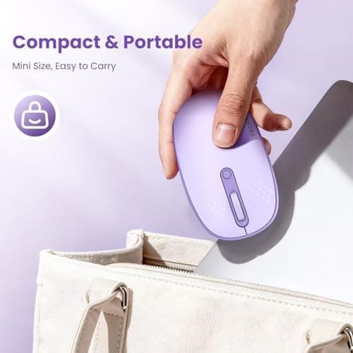 TECKNET Bluetooth Wireless Mouse (BT5.0/3.0 & 2.4G) Silent Click Compact and Portable USB Cordless Optical Computer Mice,Bluetooth Mouse for Laptop Computer Notebook PC,Purple 3