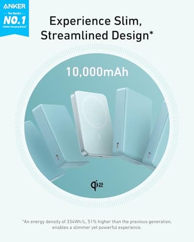 Anker MagGo Power Bank, Ultra-Slim 10,000mAh Magnetic Battery Pack, Qi2 Certified 15W Ultra-Fast MagSafe Compatible Portable Charger, Ergonomic Design, for iPhone17/16/15/14 Series Only（Not for Pixel） 2