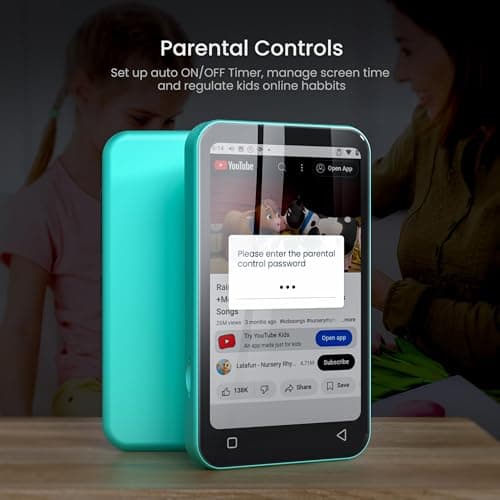 80GB Kids MP3 Player with Bluetooth and WiFi, Parental Controls, Pre-Installed Spotify, Spotify Kids, Audible, TIMMKOO 4" MP4 Player Up to 1TB (Blue) 2