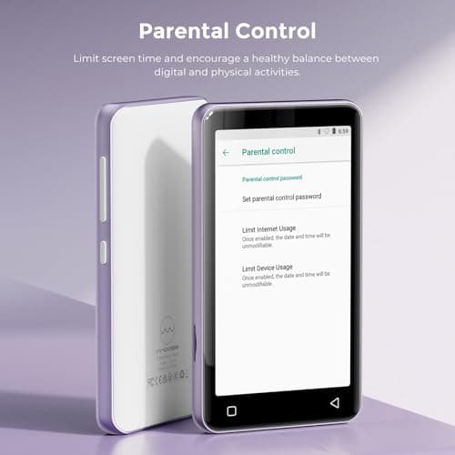 innioasis 80GB MP3 Player with Bluetooth and WiFi, MP3 Player for Kids with Spotify, Spotify Kids, Pandora, Audible, 4.0" Touch Screen Music Player with Parental Controls, Up to 1TB (White+ Purple) 4