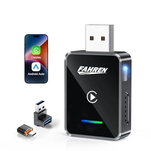 FAHREN 2026 Upgraded Android Auto & CarPlay Wireless Adapter Apple iPhone, One Click Multi Device Switching, Ultra-Fast 5.8GHz WiFi, Bluetooth 6, Plug & Play USB-A/C for 2016+ Car Models