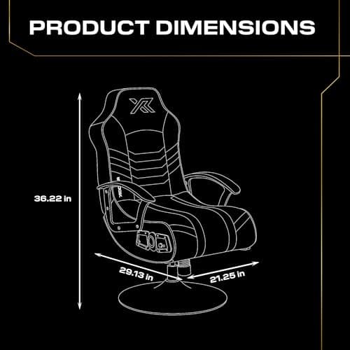 X Rocker Aries Youth PC Video Gaming Chair with Built-in Audio Speakers, Kids Pedestal Chair for Gamers, Swivel & Rock Base, Foldable Black & Gold, Gifts for Gamers 3