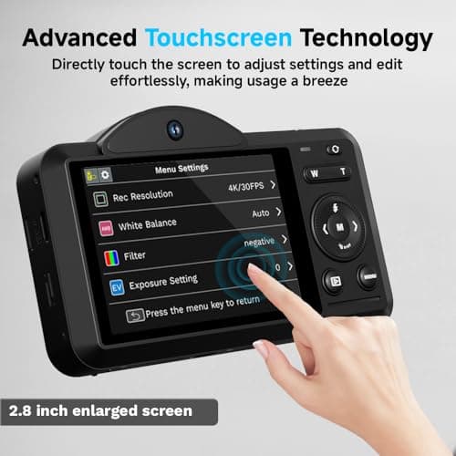 Digital Camera, 4K WiFi 75MP Compact Camera with Touchscreen 16X Zoom, Autofocus Vlogging Travel Camera, 32GB SD Card for Teens Boys Girls Beginners 4
