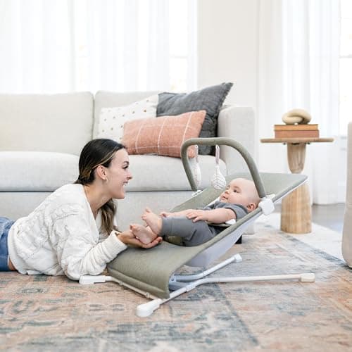 Baby Delight Highland Baby Bouncer | Infant | 0 – 6 Months | 3-Position Recline | Sage Tweed 4