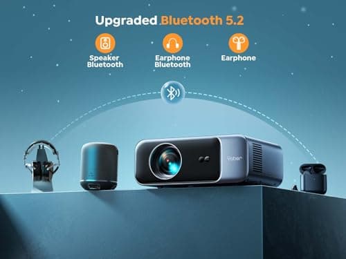 [Auto Focus/4K Support] Projector with WiFi 6 and Bluetooth 5.2, YABER Pro V9 Native 1080P Outdoor Movie Projector, Auto 6D Keystone & 50% Zoom, Home Theater Projector for Phone/TV Stick/PC 4